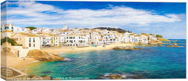 Great panoramic view of Calella of Palafrugell, Costa Brava - Pi Canvas Print by Jordi Carrio