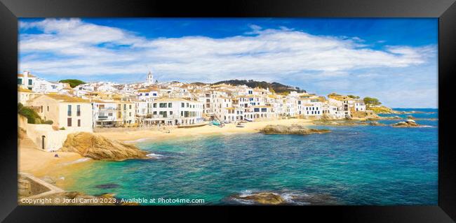Great panoramic view of Calella of Palafrugell, Costa Brava - Pi Framed Print by Jordi Carrio