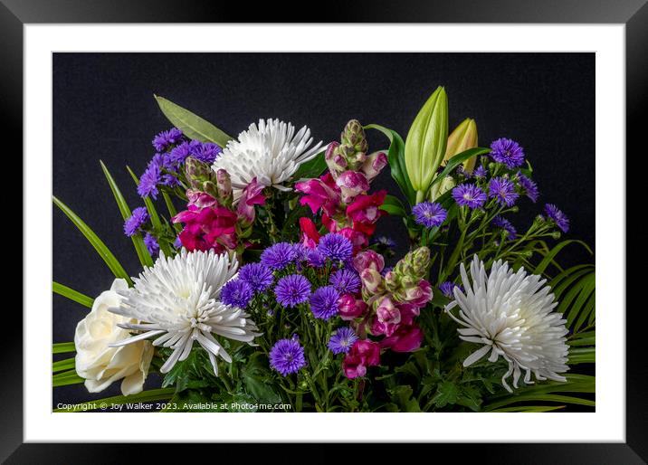 A bouquet of mixed flowers Framed Mounted Print by Joy Walker
