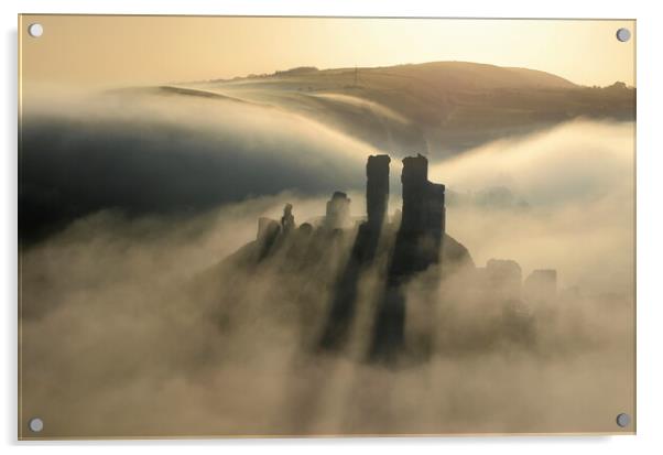 Corfe in the Clouds Acrylic by David Neighbour