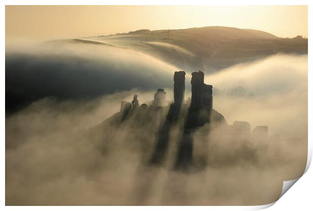 Corfe in the Clouds Print by David Neighbour