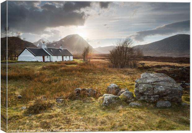 Late Afternoon at Blackrock Cottage, Glen Coe Canvas Print by Fraser Duff