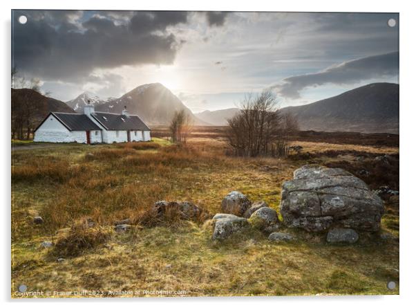 Late Afternoon at Blackrock Cottage, Glen Coe Acrylic by Fraser Duff