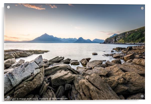 Stunning Dusk View of the Black Cuillin from Elgol Acrylic by Fraser Duff