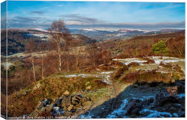 The view north from Tumbling Hill Quarry in Winter Canvas Print by Chris Drabble
