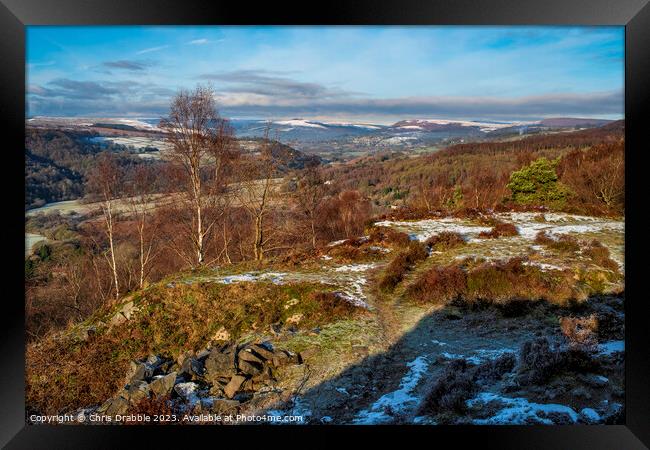 The view north from Tumbling Hill Quarry in Winter Framed Print by Chris Drabble