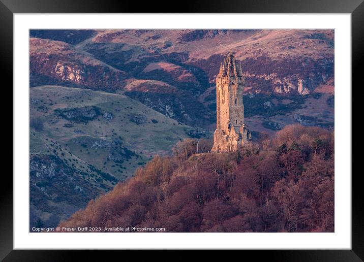 The Wallace Monument at Sunset, Stirling Framed Mounted Print by Fraser Duff
