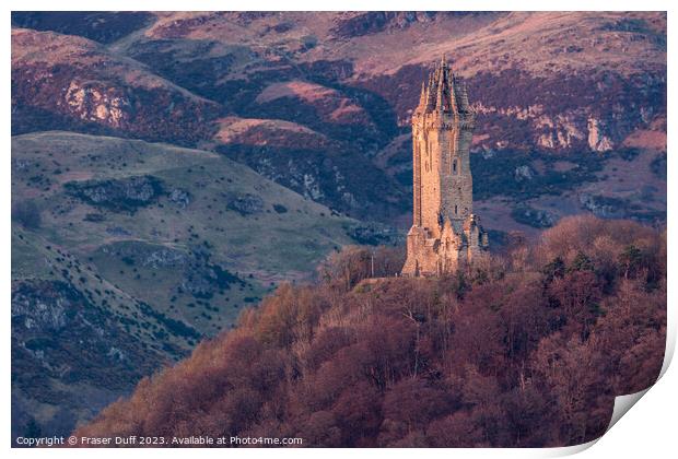 The Wallace Monument at Sunset, Stirling Print by Fraser Duff