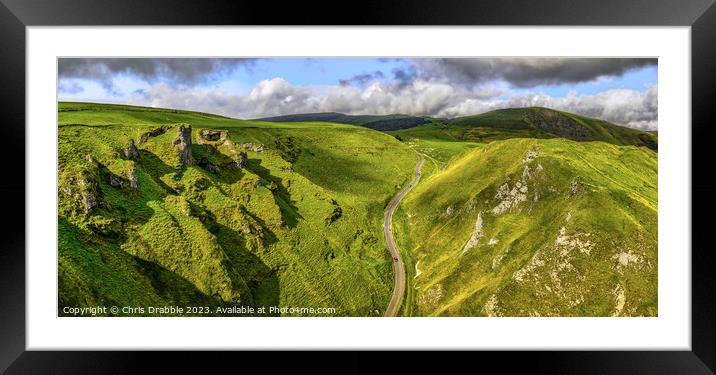 Winnats Pass Panoramic (revisited) Framed Mounted Print by Chris Drabble