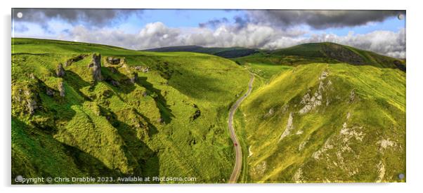 Winnats Pass Panoramic (revisited) Acrylic by Chris Drabble