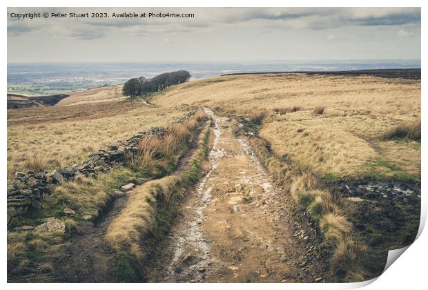Walking on the West Pennine Moors from Great Hill to White Coppi Print by Peter Stuart