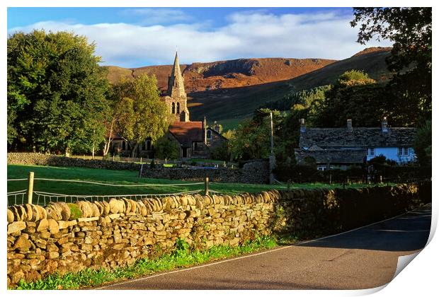 Holy Trinity Church, Edale & Kinder Scout Print by Darren Galpin
