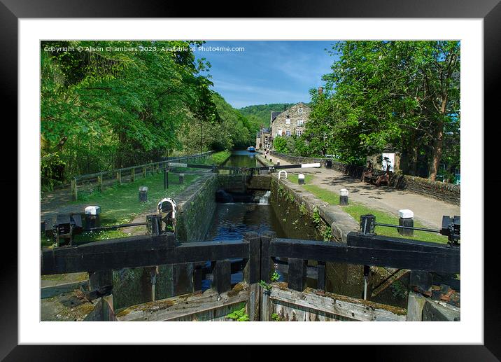 Hebden Bridge Canal Framed Mounted Print by Alison Chambers