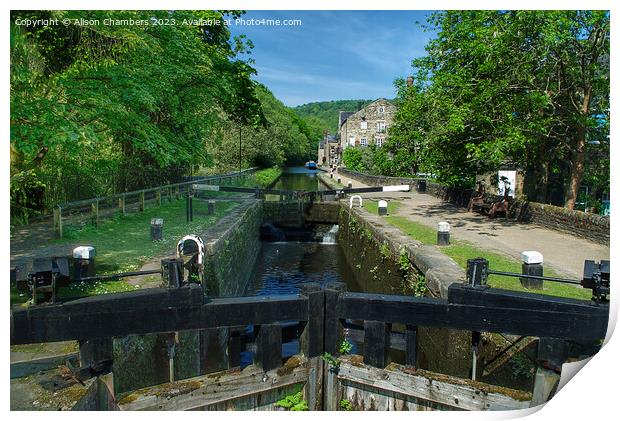 Hebden Bridge Canal Print by Alison Chambers