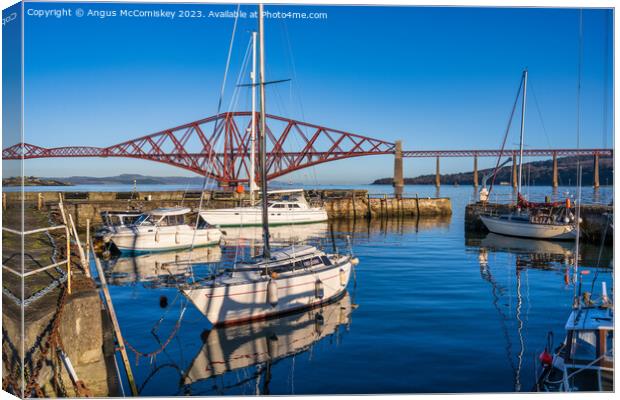 Yachts moored in South Queensferry harbour Canvas Print by Angus McComiskey
