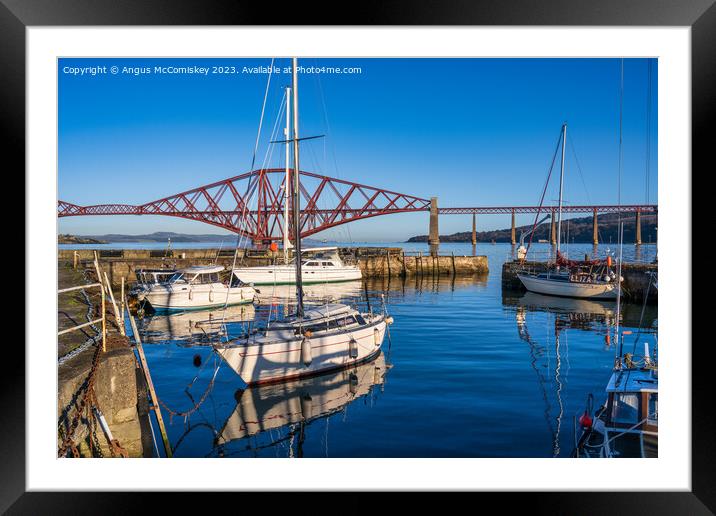 Yachts moored in South Queensferry harbour Framed Mounted Print by Angus McComiskey