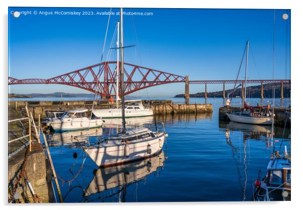 Yachts moored in South Queensferry harbour Acrylic by Angus McComiskey