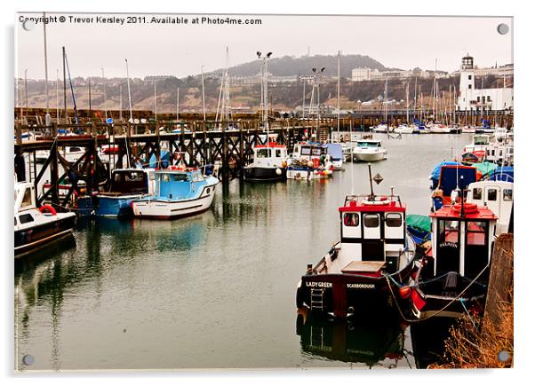 Scarborough Harbour Acrylic by Trevor Kersley RIP