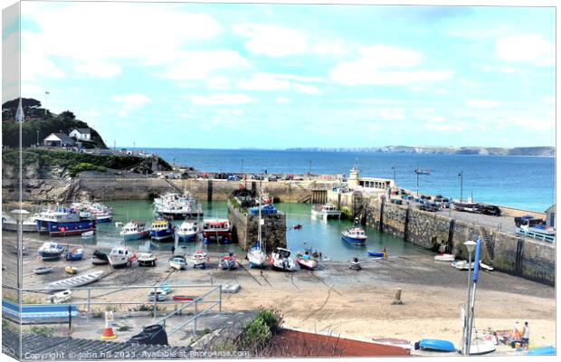 Low tide Harbor, Newquay, North Cornwall, UK. Canvas Print by john hill