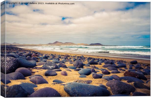 View on Famara Beach in Lanzarote, Canary Islands, Spain Canvas Print by Kristof Bellens