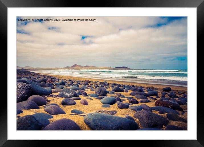 View on Famara Beach in Lanzarote, Canary Islands, Spain Framed Mounted Print by Kristof Bellens