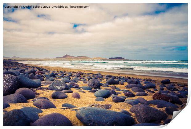 View on Famara Beach in Lanzarote, Canary Islands, Spain Print by Kristof Bellens