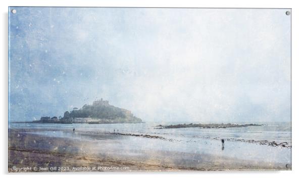 St Michael's Mount and Marazion Beach, Cornwall Acrylic by Jean Gill