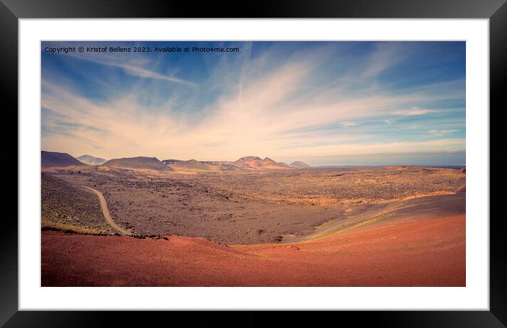 View on the desolate volcanic landscape of Timanfaya National Park on Lanzarote Framed Mounted Print by Kristof Bellens