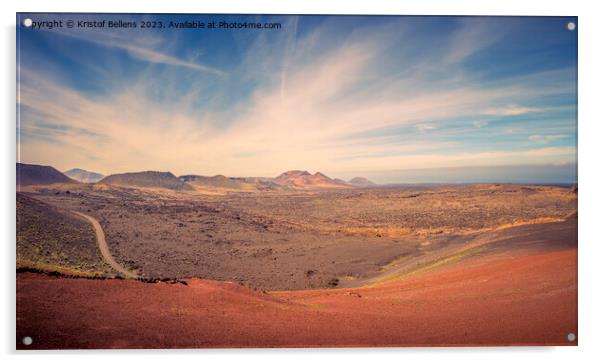 View on the desolate volcanic landscape of Timanfaya National Park on Lanzarote Acrylic by Kristof Bellens