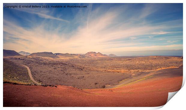 View on the desolate volcanic landscape of Timanfaya National Park on Lanzarote Print by Kristof Bellens
