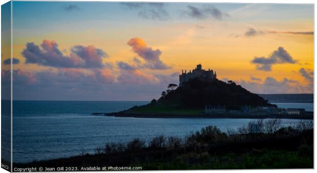 St Michaels Mount Sunset Canvas Print by Jean Gill