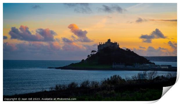 St Michaels Mount Sunset Print by Jean Gill