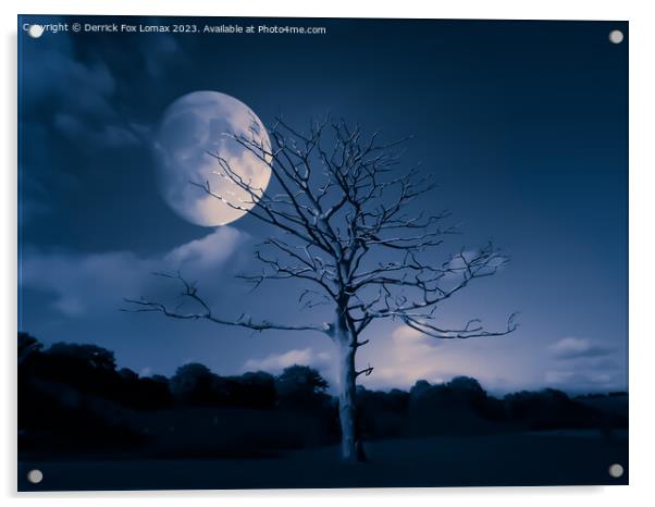 Full moon in bury lancs Acrylic by Derrick Fox Lomax