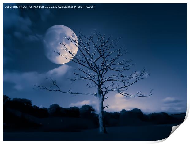 Full moon in bury lancs Print by Derrick Fox Lomax