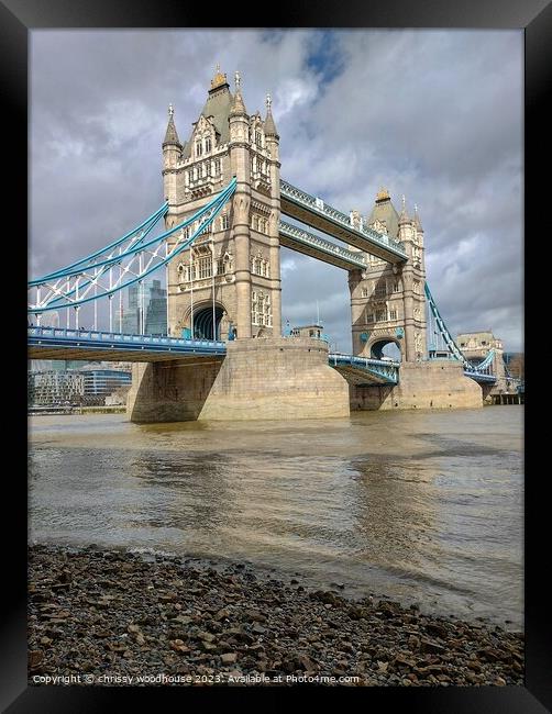 Tower Bridge from Horsleydown old stairs Framed Print by chrissy woodhouse