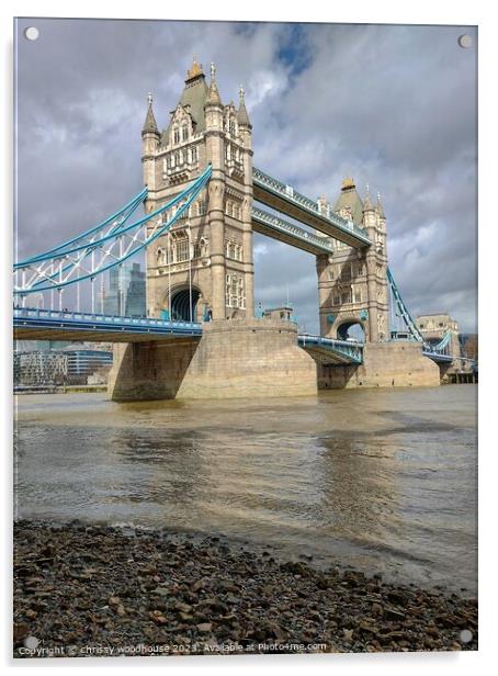 Tower Bridge from Horsleydown old stairs Acrylic by chrissy woodhouse