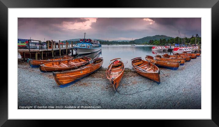 Scenic Tourist Rowing Boats on Lake Windermere's A Framed Mounted Print by Gordon Elias
