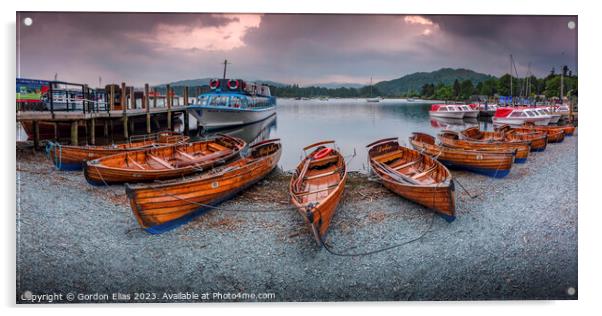 Scenic Tourist Rowing Boats on Lake Windermere's A Acrylic by Gordon Elias