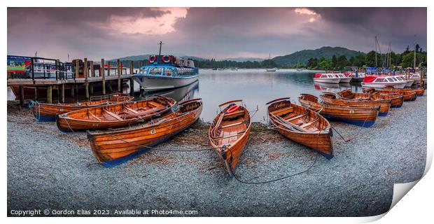 Scenic Tourist Rowing Boats on Lake Windermere's A Print by Gordon Elias