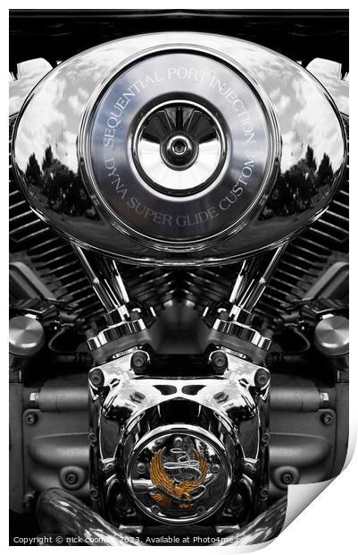 Gleaming Harley Davidson Engine Print by nick coombs