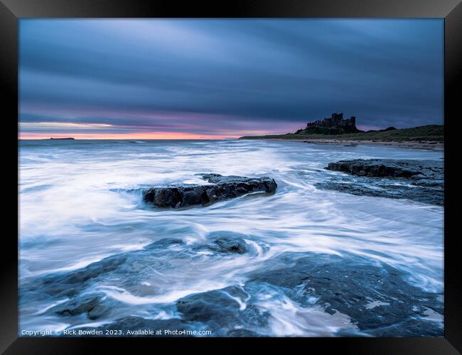 Majestic Bamburgh Castle at Dawn Framed Print by Rick Bowden
