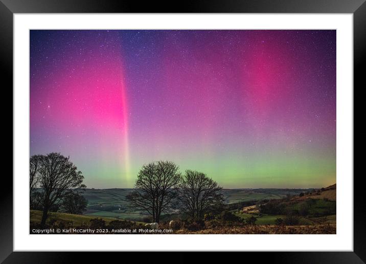 Aurora over the Brecon Beacons Framed Mounted Print by Karl McCarthy