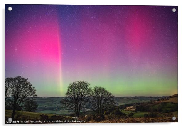 Aurora over the Brecon Beacons Acrylic by Karl McCarthy