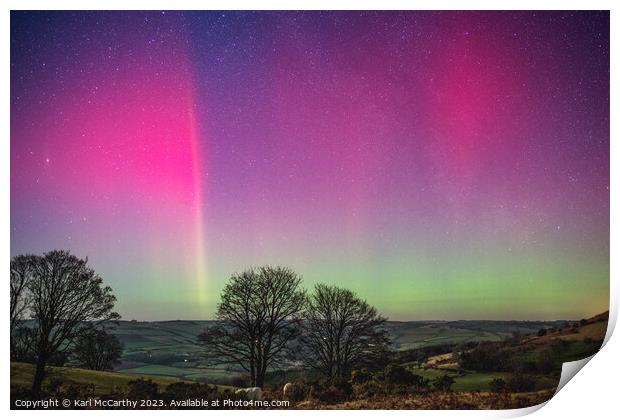 Aurora over the Brecon Beacons Print by Karl McCarthy