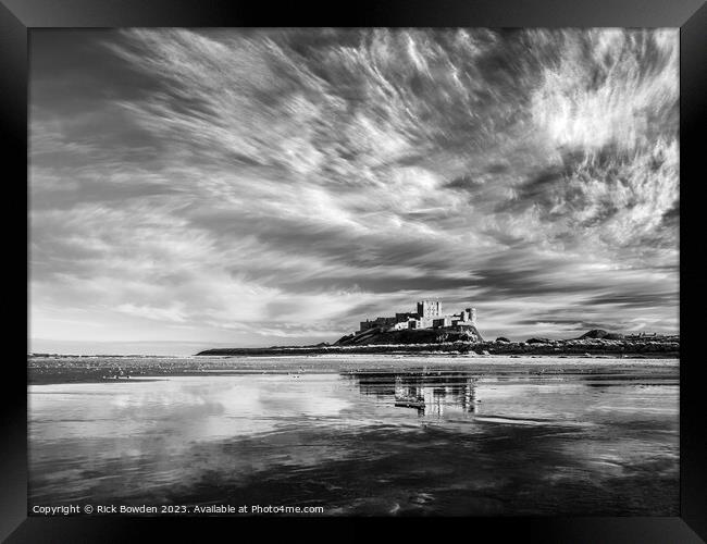 Bamburgh Castle Reflections Framed Print by Rick Bowden