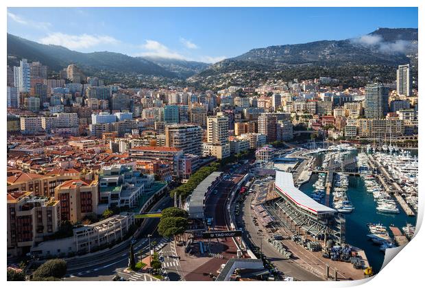 Monaco City Skyline And Port Print by Artur Bogacki
