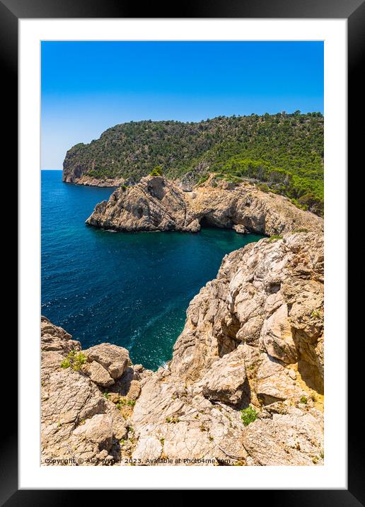Rocky coastline cliffs, Spain Framed Mounted Print by Alex Winter
