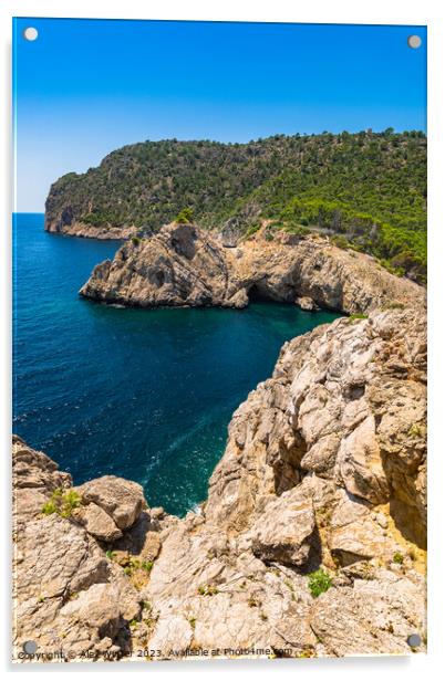 Rocky coastline cliffs, Spain Acrylic by Alex Winter