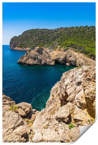 Rocky coastline cliffs, Spain Print by Alex Winter