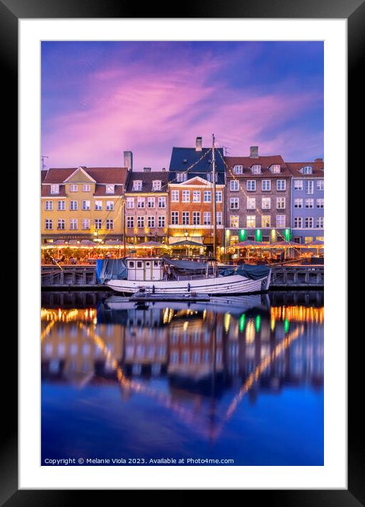 COPENHAGEN Evening at Nyhavn Framed Mounted Print by Melanie Viola